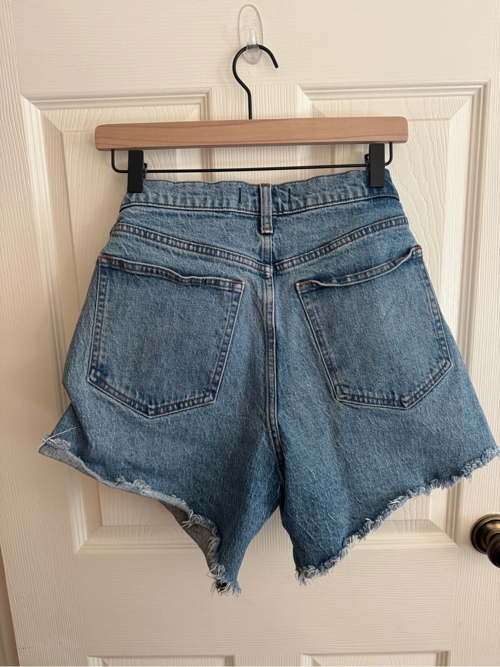 Abercrombie & Fitch Light Blue High-Rise Cutoff Denim Shorts - Picture 2 of 3